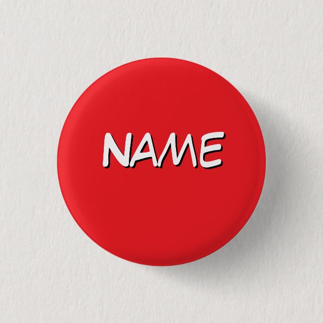 Bóton Redondo 2.54cm Personalizar Com Nome Vermelho  (Frente)