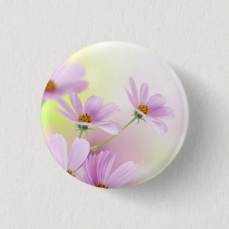 Bóton Redondo 2.54cm Personalizar Imagem & Flor Rosa Aquarela