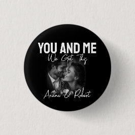 Bóton Redondo 2.54cm Personalized Black Photo Couple 'You and Me' 