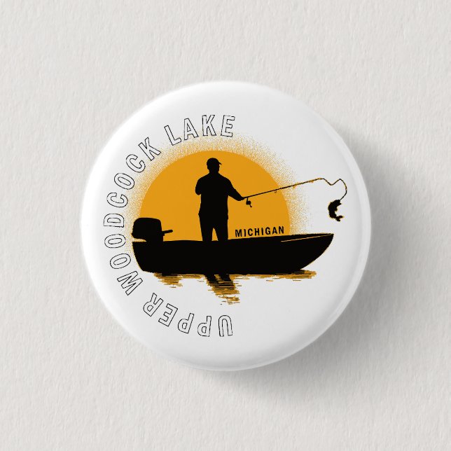 Bóton Redondo 2.54cm Pesca no Lago Michigan (Frente)