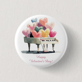 Bóton Redondo 2.54cm Piano de Corações de Amor Dia dos Namorados