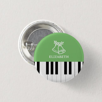 Bóton Redondo 2.54cm Piano Key Melhor Professora De Piano Do Natal Verd