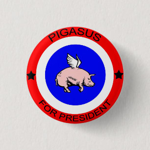 Bóton Redondo 2.54cm Pigasus para o presidente Botão