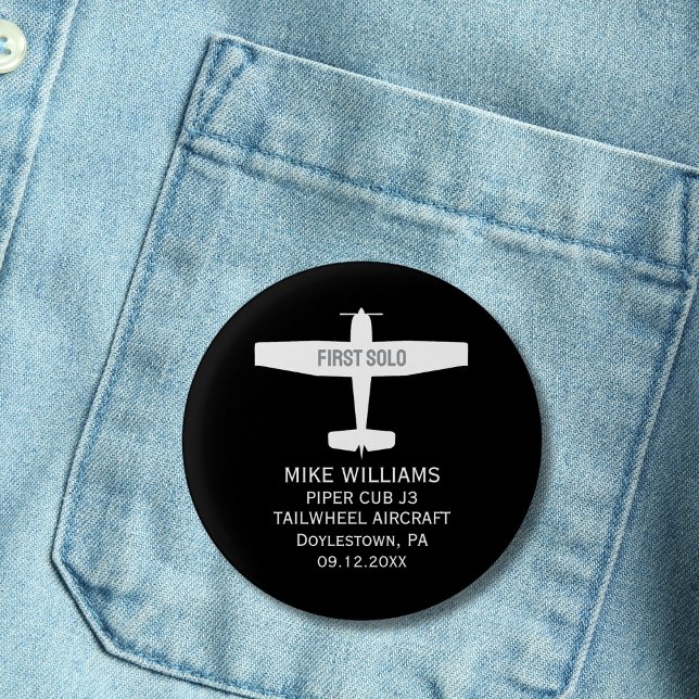 Bóton Redondo 2.54cm Piloto de estudante Primeiro Piloto de Avião Solo  (Criador carregado)