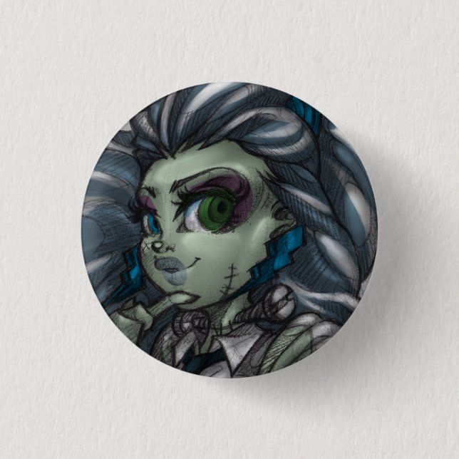 Bóton Redondo 2.54cm Pin chocante da menina do monstro (Frente)