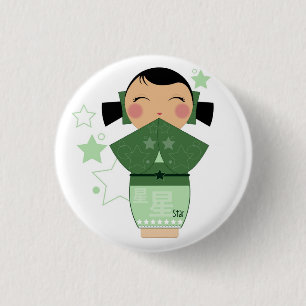 Bóton Redondo 2.54cm Pin da estrela de Kokeshi