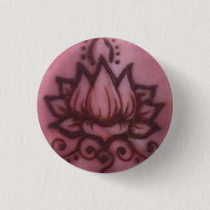 Bóton Redondo 2.54cm Pin de Lotus da mão do Henna