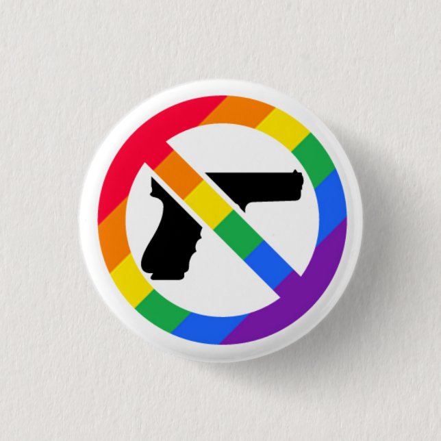 Bóton Redondo 2.54cm Pin do arco-íris da Anti-Arma LGBT (Frente)
