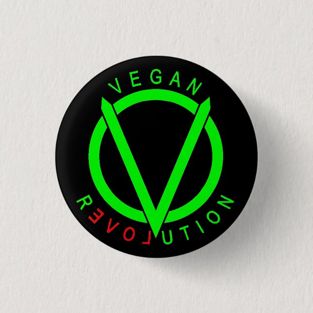 Bóton Redondo 2.54cm Pin do botão da revolução do Vegan (Frente)