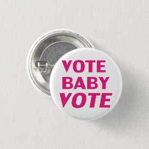 Bóton Redondo 2.54cm pin do botão "vote baby vote" magenta, rosa-quent