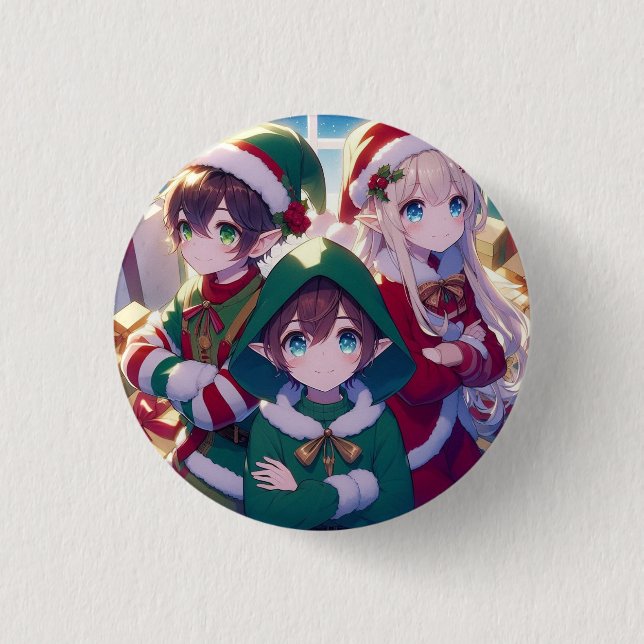 Bóton Redondo 2.54cm Pin niños Navidad (Frente)