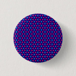 Bóton Redondo 2.54cm Pin Padrão Azul e Fúchsia