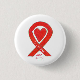Bóton Redondo 2.54cm Pin Personalizado com Fita Coração de Sensibiliz