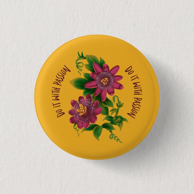 Bóton Redondo 2.54cm Pin Yellow Do It With Passion (Frente)