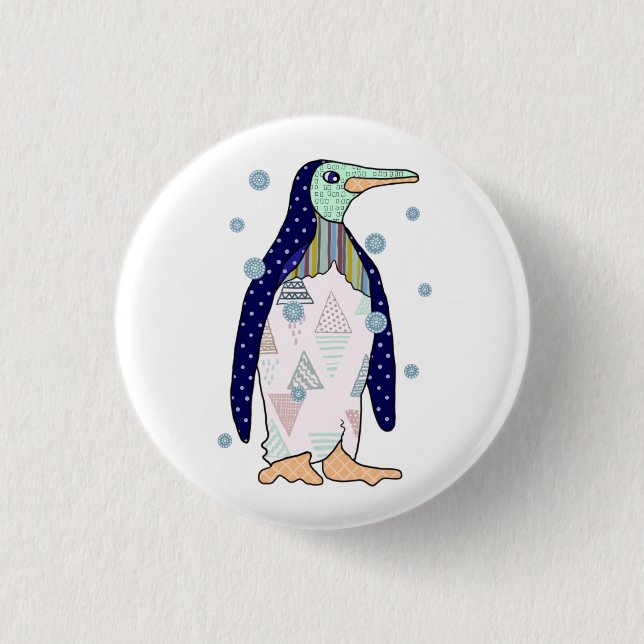 Bóton Redondo 2.54cm Pinguim de modelo (Frente)