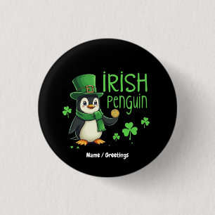 Bóton Redondo 2.54cm Pinguim Irlandês Uma Mistura Sortuda de Diversão,