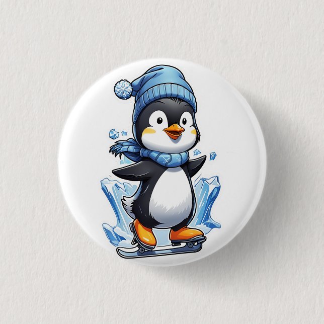 Bóton Redondo 2.54cm Pinguim-Pinguim-Espingarda De Gelo (Frente)