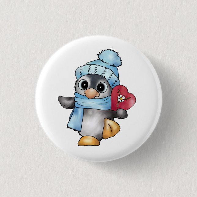 Bóton Redondo 2.54cm Pinguin mit Herz (Frente)
