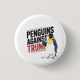 Bóton Redondo 2.54cm Pinguins contra Trump Anti-Trump EUA