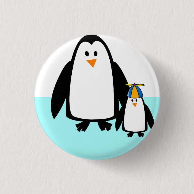 Bóton Redondo 2.54cm Pinguins, Natureza, Animais (Frente)