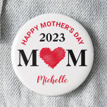 Bóton Redondo 2.54cm Pino de Dia de as mães Feliz Personalizado (Vermel<br><div class="desc">Melhor presente para a mãe. simples, pequena, mas significativa. Algo que será mantido por muitos anos. população: população do coração: (população sem problemas): se você tem problemas em personalizar este produto ou quer este design em um produto diferente, por favor sinta-se livre para entrar em contato comigo: (população sem deficiência)...</div>