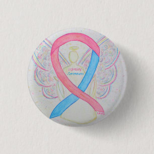 Bóton Redondo 2.54cm Pino de Fita Azul e Rosa para a Sensibilização d