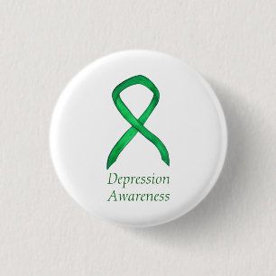 Bóton Redondo 2.54cm Pino de Fita Verde Personalizada para Sensibiliza