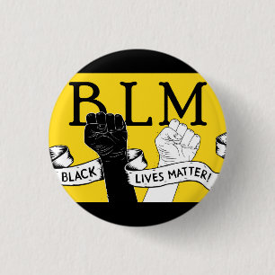 Bóton Redondo 2.54cm Pino de protesto BLM amarelo e preto