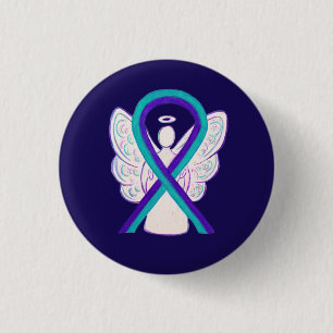 Bóton Redondo 2.54cm Pino do Anjo da Fita de Sensibilização do Roxo e