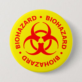 Bóton Redondo 2.54cm Pino do Botão de Advertência do Red Biohazard
