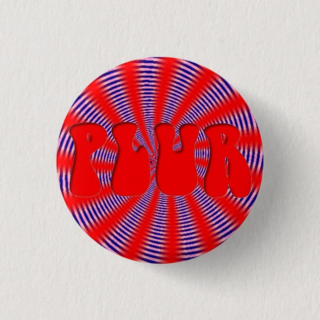 Bóton Redondo 2.54cm Pino "PLUR" em Rave (Frente)
