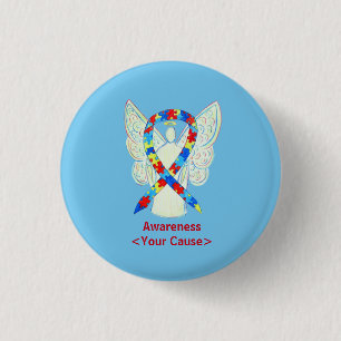 Bóton Redondo 2.54cm Pinos de Arte Personalizada do Anjo da Fita de Sen