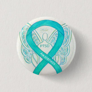 Bóton Redondo 2.54cm Pinos de Arte Personalizados do Anjo Teal de Fita