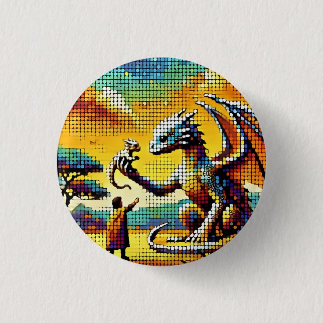 Bóton Redondo 2.54cm pixelated image of a dragon trainer (Frente)