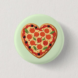 Bóton Redondo 2.54cm Pizza em forma de coração