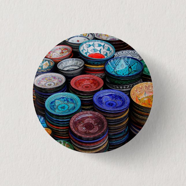 Bóton Redondo 2.54cm Placas Marroquinas No Mercado (Frente)