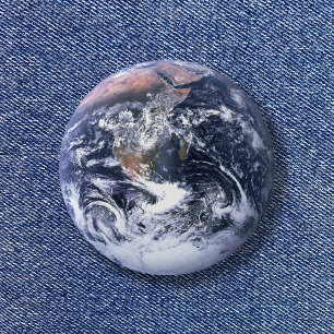 Bóton Redondo 2.54cm Planeta Azul Marble Terra