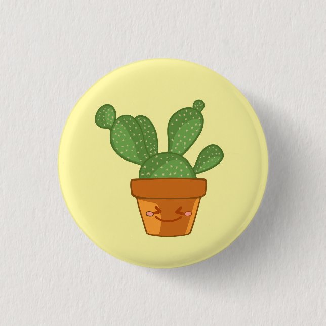 Bóton Redondo 2.54cm Planta De Flor De Cactus Suculta E Estética (Frente)