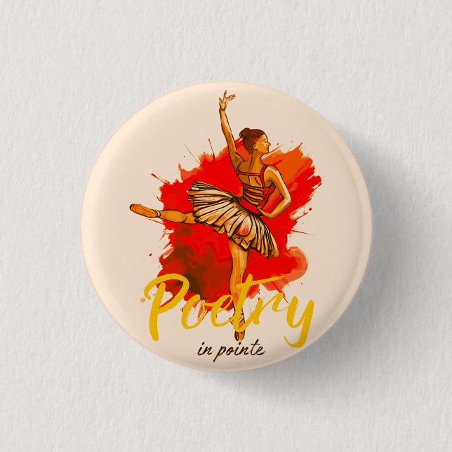 Bóton Redondo 2.54cm Poesia de Pointe - Arte de Ballerina Elegante para (Frente)