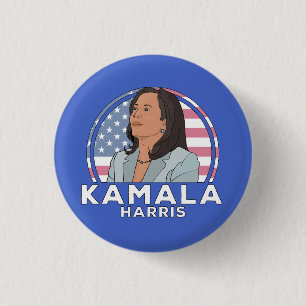 Bóton Redondo 2.54cm Política Kamala Harris