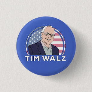 Bóton Redondo 2.54cm Política Tim Walz