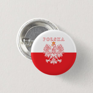 Bóton Redondo 2.54cm Polska com polonês Eagle do vermelho