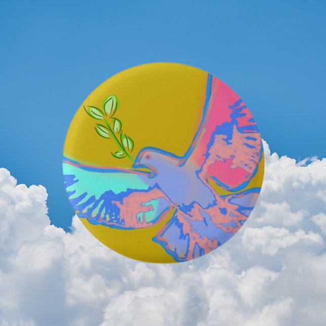 Bóton Redondo 2.54cm Pombo da paz, sem guerra amarelo (Criador carregado)