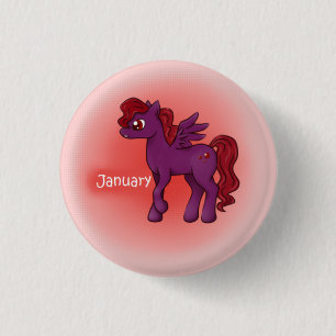 Bóton Redondo 2.54cm Pônei janeiro/grandada de Birthstone Pegasus