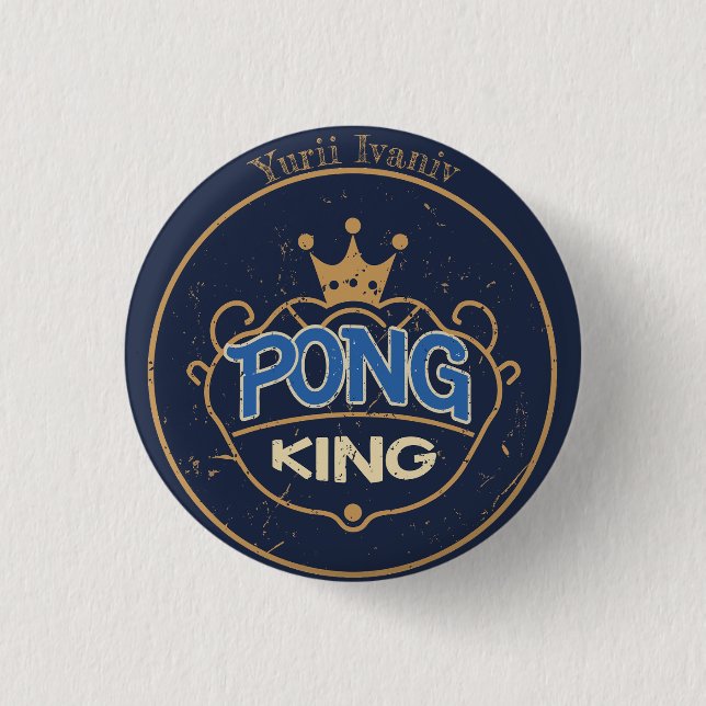 Bóton Redondo 2.54cm Pong King Blue (Frente)