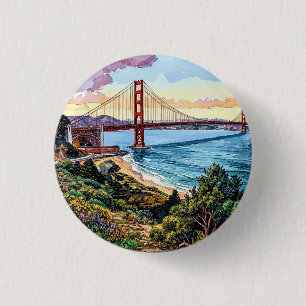 Bóton Redondo 2.54cm Ponte Golden Gate de São Francisco