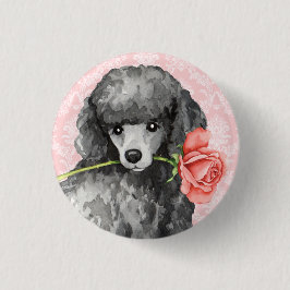 Bóton Redondo 2.54cm Poodle Miniatura do Rosa namorados