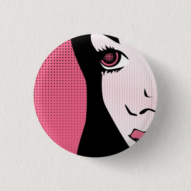 Bóton Redondo 2.54cm Pop de arte moderna do rosto da mulher (Frente)