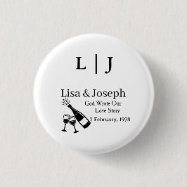 Bóton Redondo 2.54cm Popping Champagne &Toasting Glasses Party Wedding 