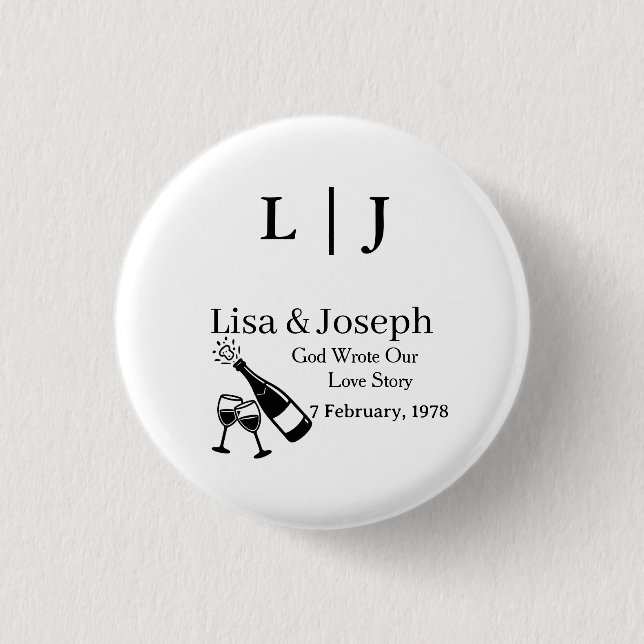 Bóton Redondo 2.54cm Popping Champagne &Toasting Glasses Party Wedding  (Frente)